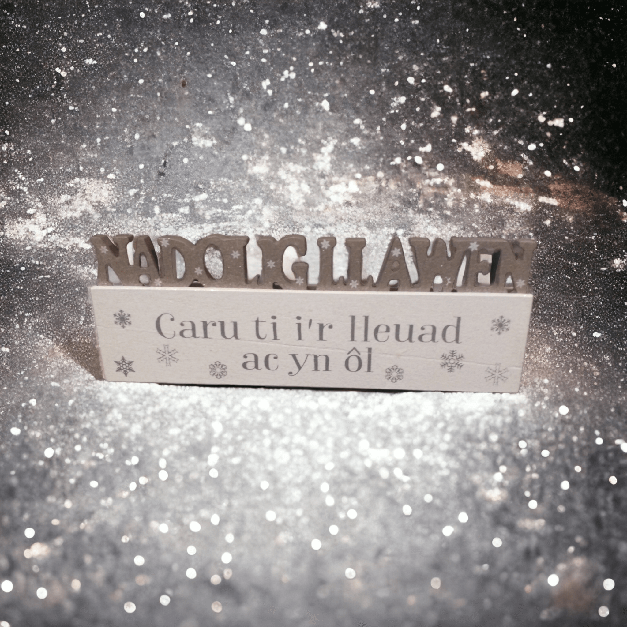 Wooden Block Welsh Christmas Decoration Langs