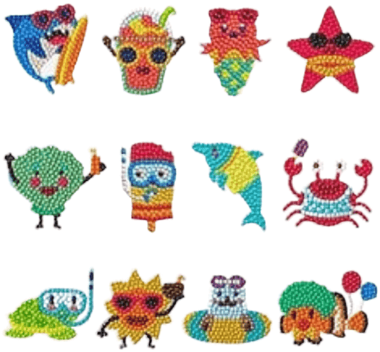Kids Diamond Art Activity Set - Beach Sticker 12 pack - The Imagination Shop - Unbranded 