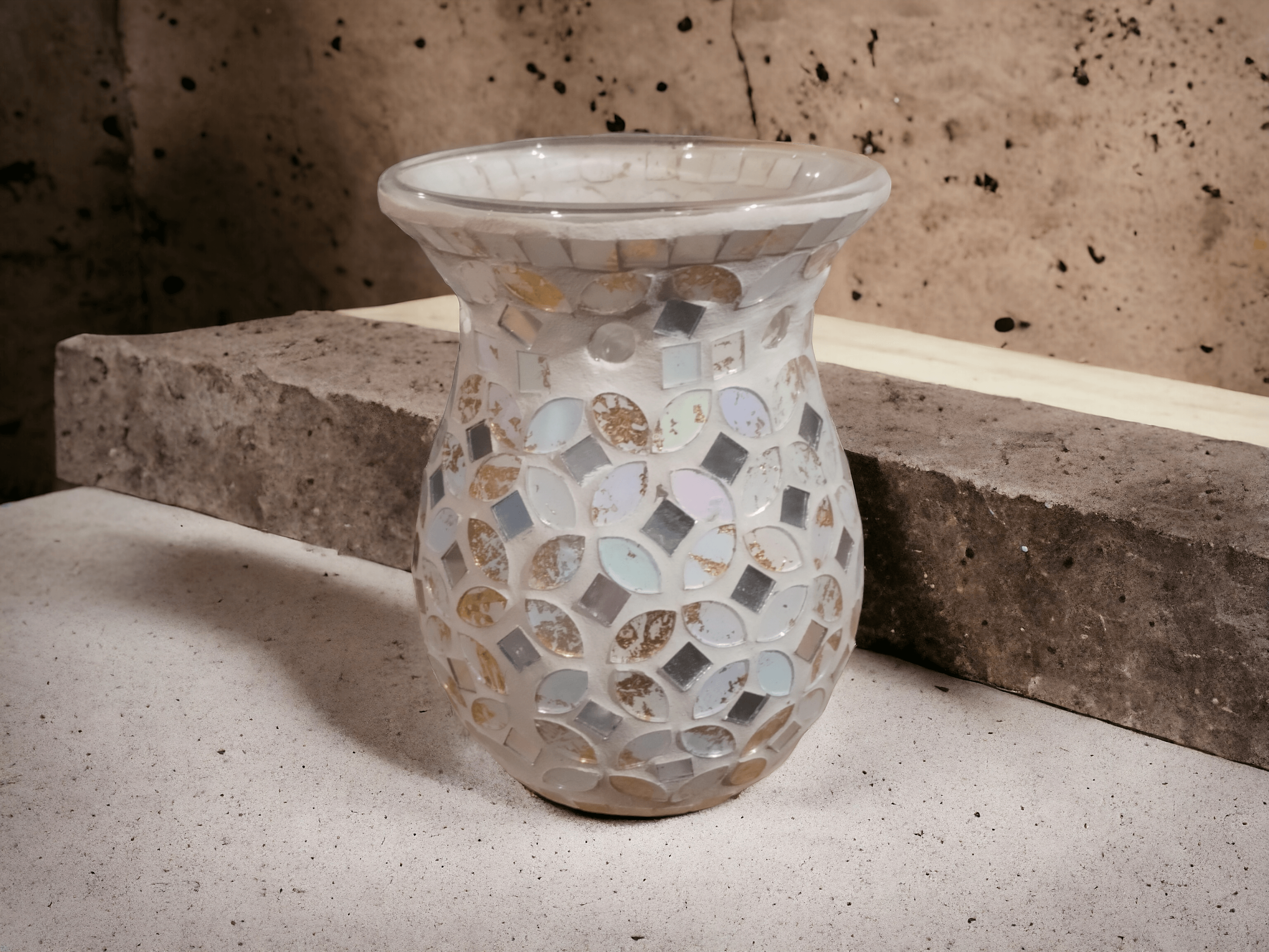 Village Candle - Wax Melt Burner Gold Mosaic Village Candles