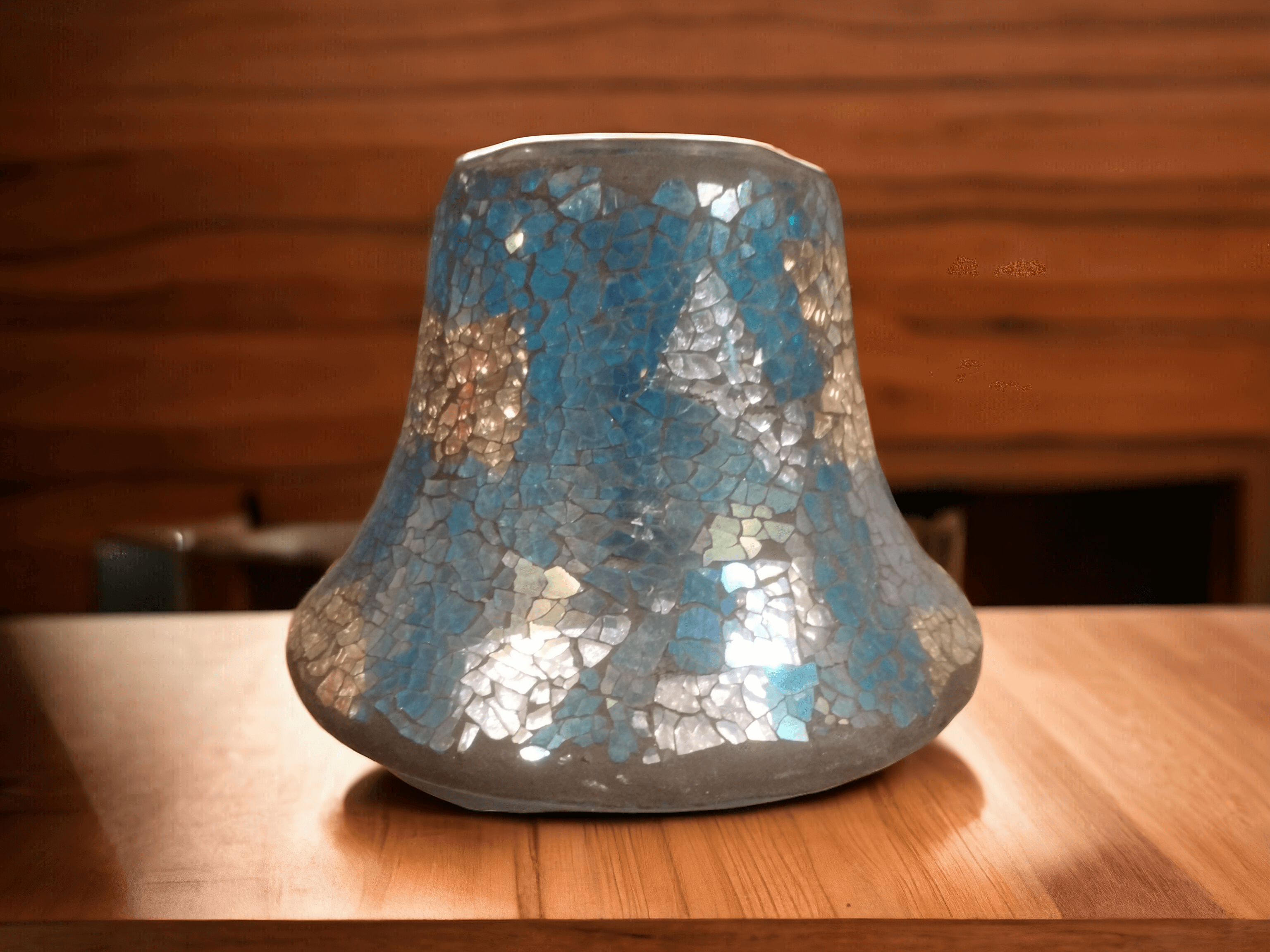 Village Candle Touqoise Crushed glass Candle Shade Village Candle