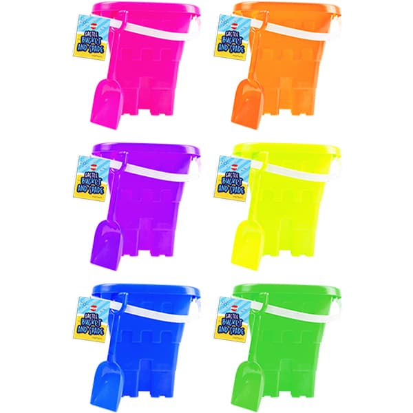 30cm Square Castle Bucket & Spade Set in Assorted Colours for Ages 3+ Curious Minds