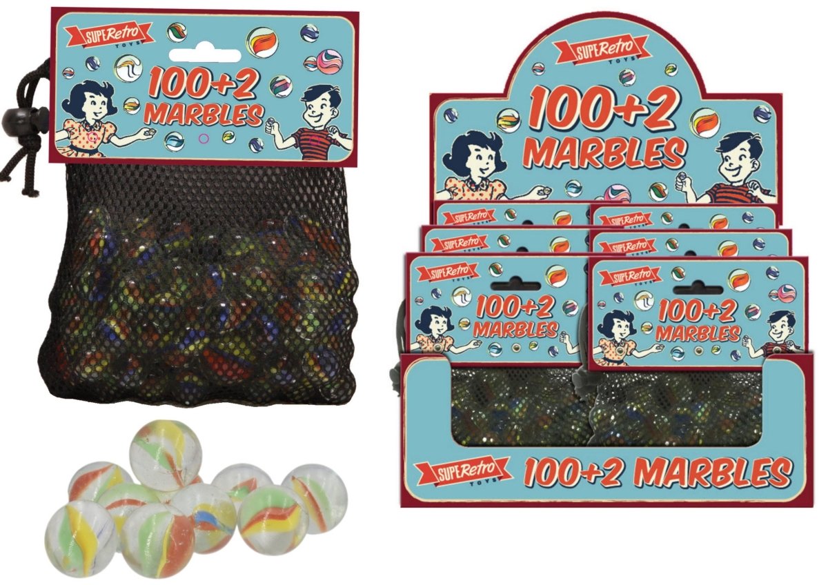 100+2 Marbles "Retro" In Net Bag Rooleo