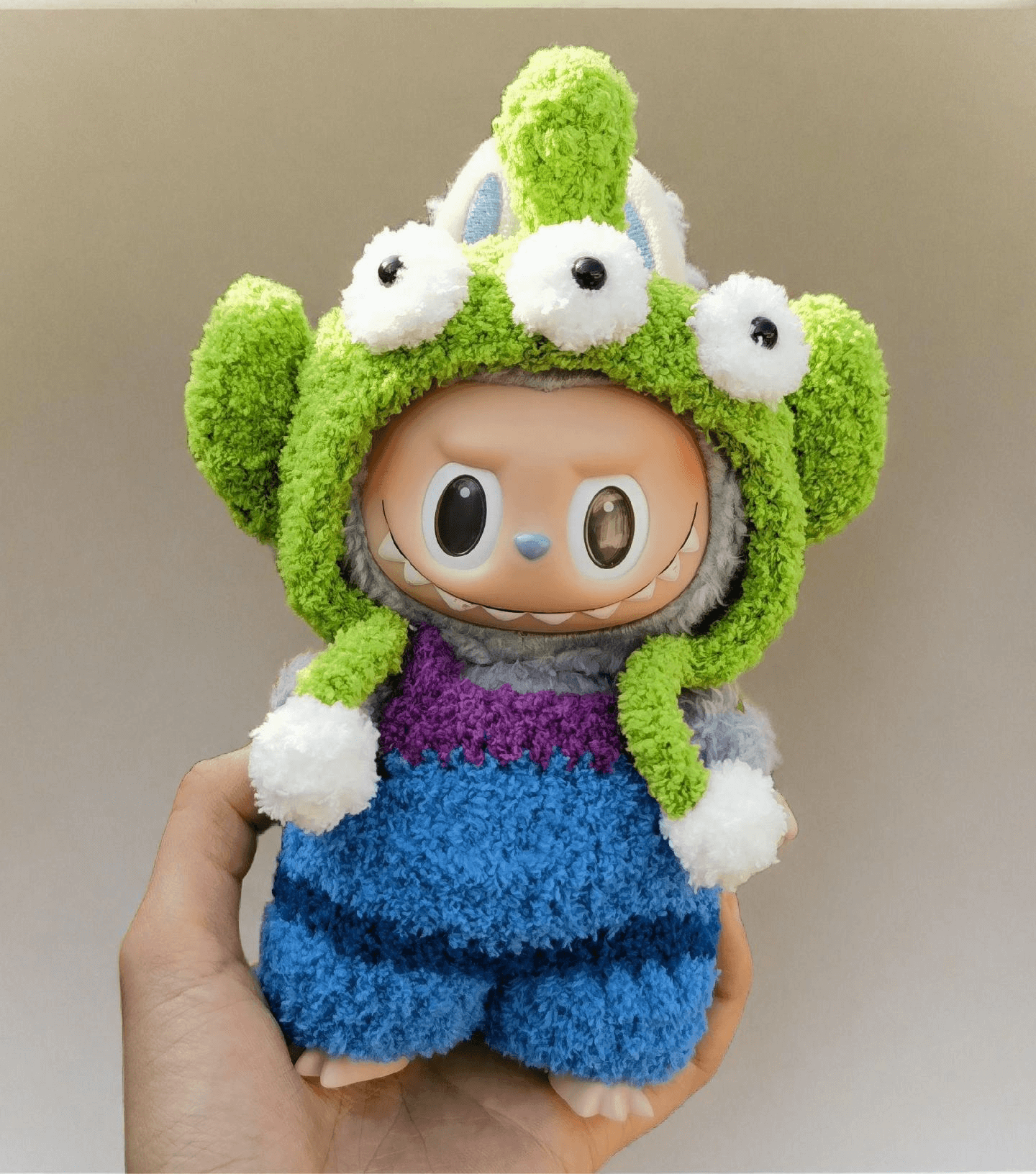 Labubu Cosmic Alien Outfit Set - Blue Overalls with Monster Hood (17cm) FOXLEY LONDON