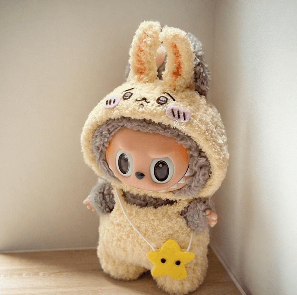Labubu Usagi Bunny Outfit Set - Cream Rabbit Costume with Star Pendant Standing Labubu FOXLEY LONDON