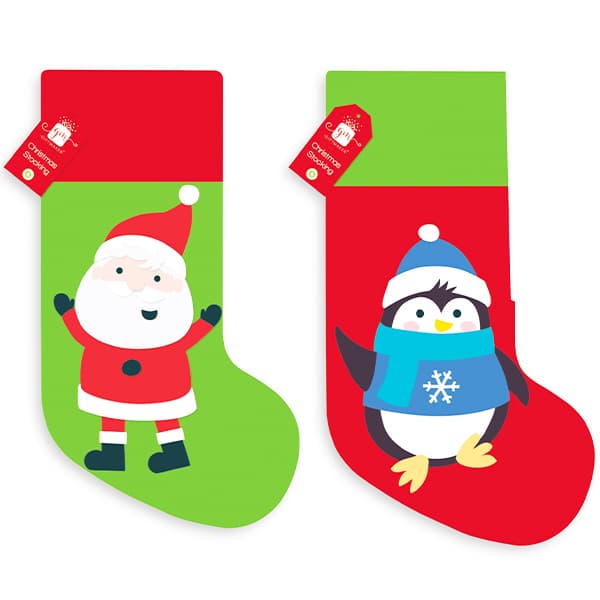 Children's Christmas Stocking in Santa or Penguin Design (44cm X 27cm) Curious Minds