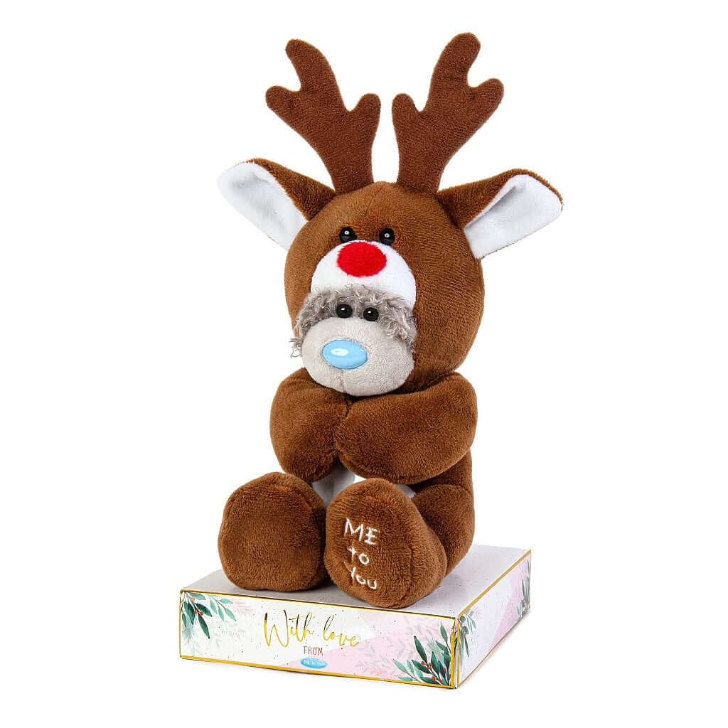 Me to You Tatty Teddy Christmas Reindeer Bear On Gift Plinth 15cm High Carte Blanche