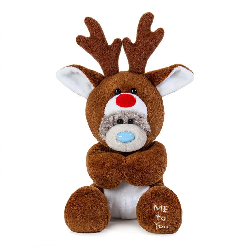 Me to You Tatty Teddy Christmas Reindeer Bear On Gift Plinth 15cm High Carte Blanche