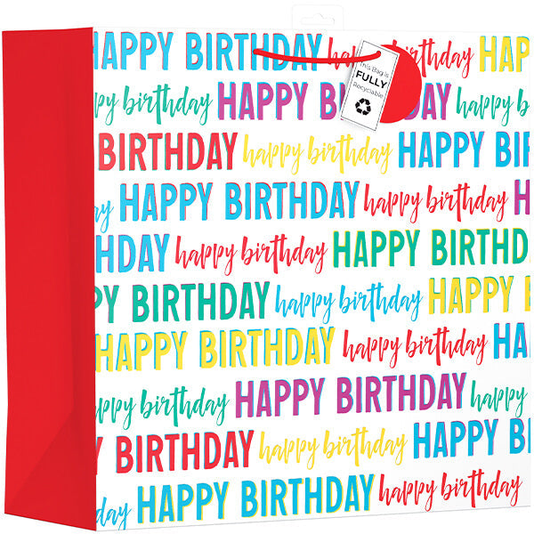Giant Gift Bag with Happy Birthday Design (W450 x H450 x D205 mm) Curious Minds