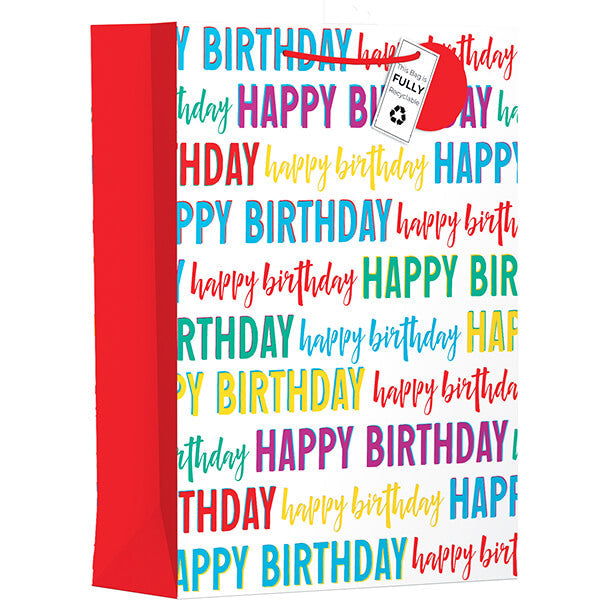 Extra Large Gift Bag with Happy Birthday Design (W330 x H460 x D140 mm) Curious Minds