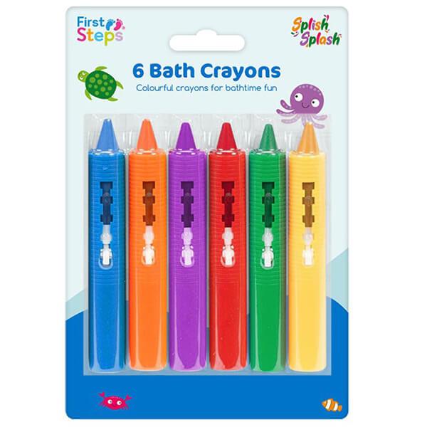 Children's Pack of 6 Colourful Bath Crayons for Bathtime Fun Curious Minds