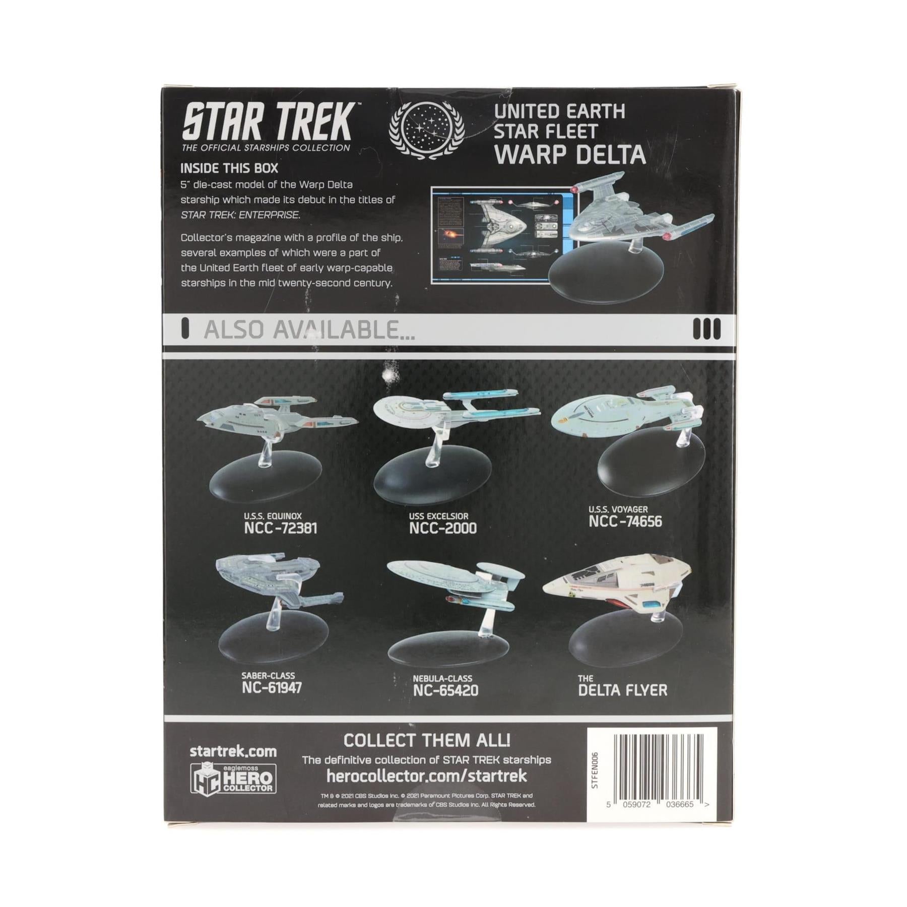 #82 United Earth Starfleet Warp Delta Model Diecast Ship Window Box (Eaglemoss / Star Trek) Real Merch
