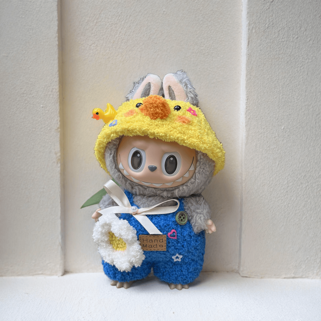 Labubu Adventure Outfit Set - Blue Costume & Yellow Hat (17cm) FOXLEY LONDON