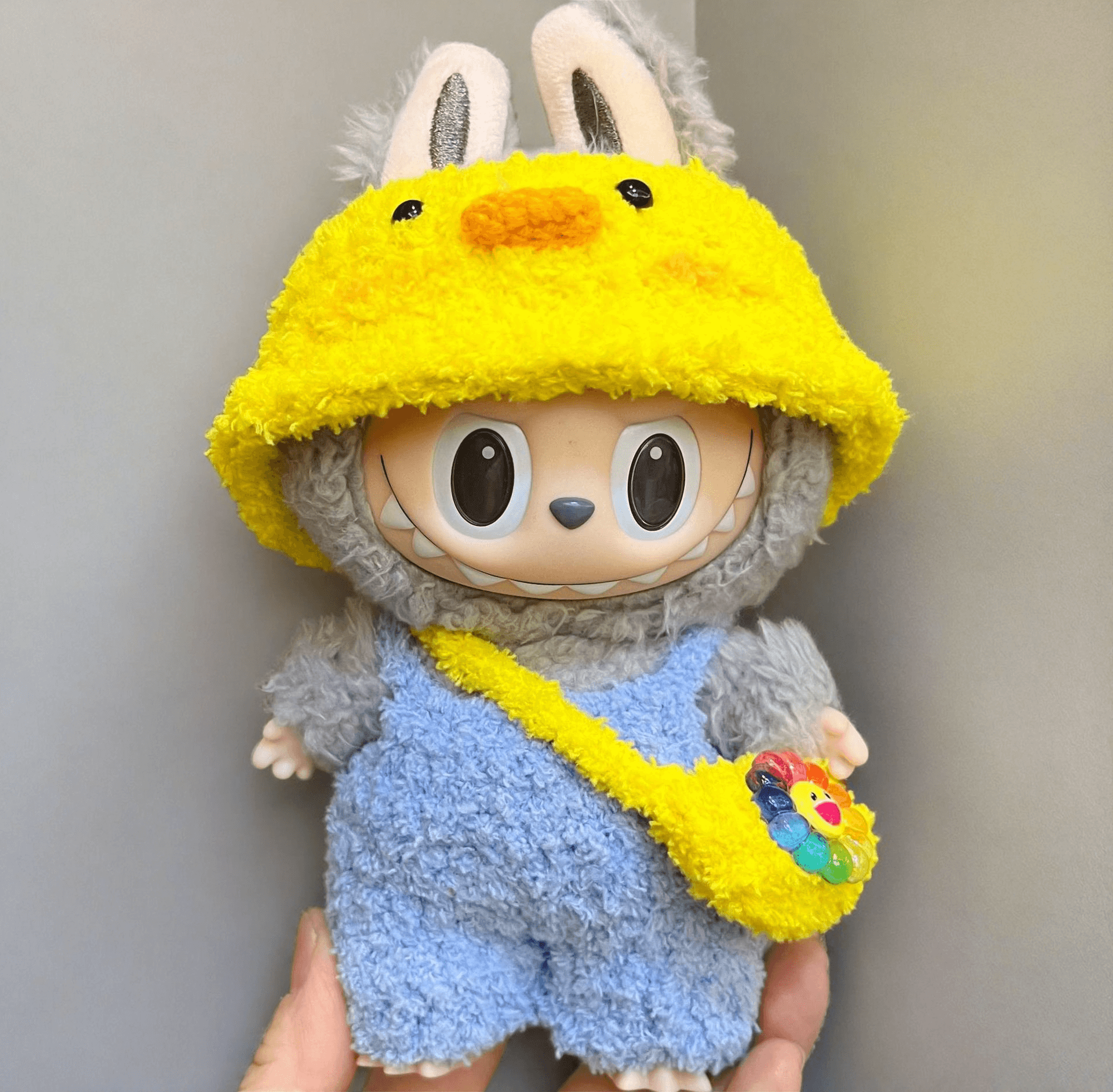 Labubu Sunny Day Outfit Set - Yellow Hat & Blue Dress (17cm) FOXLEY LONDON