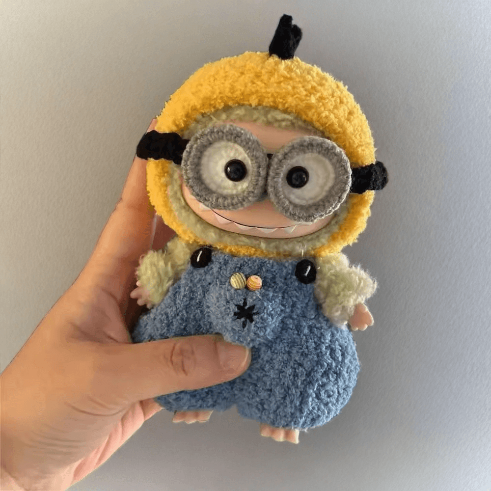 Labubu Adorable Plush Outfit - Blue Body with Yellow Fluffy Tail (17cm) FOXLEY LONDON