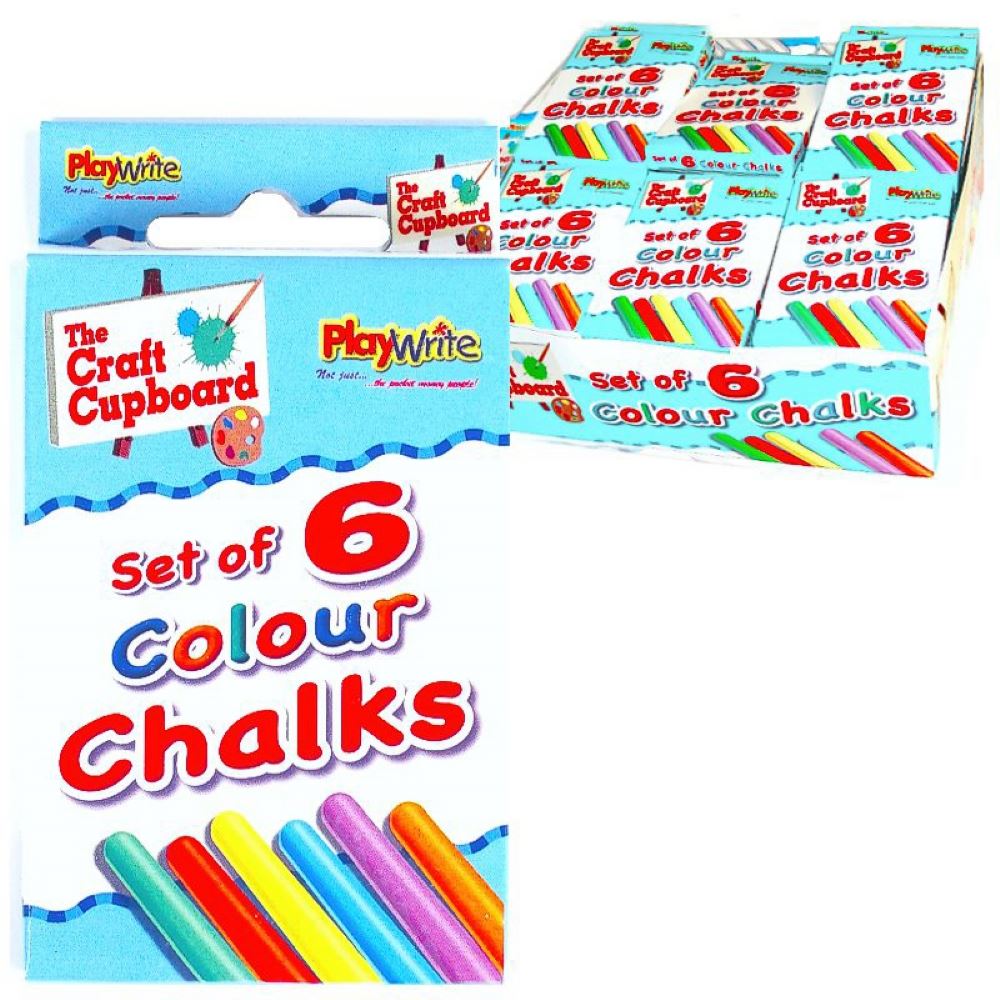 Children's Pack of 6 Vibrant Colourful Chalk Sticks Curious Minds