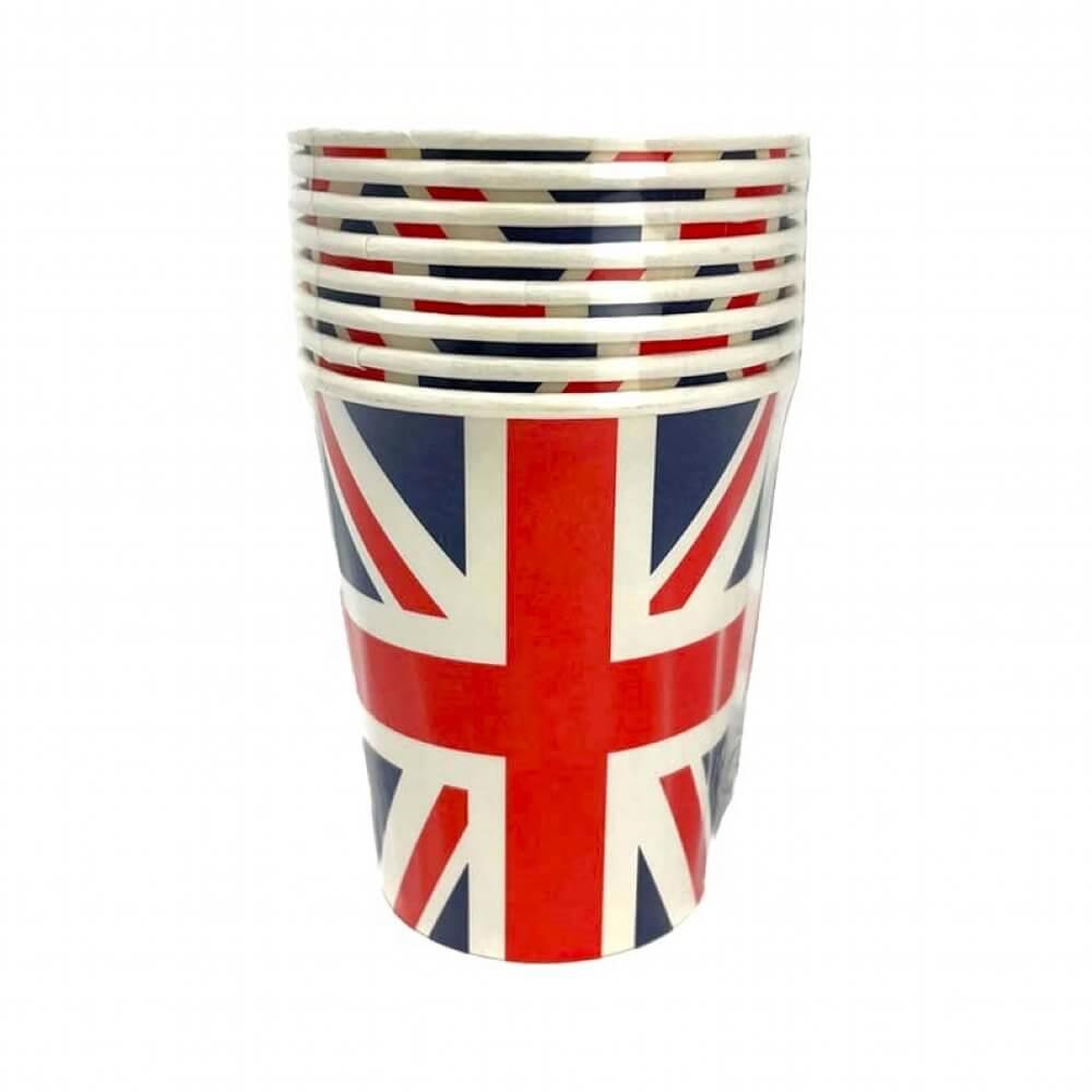 Pack of 8 Union Jack Recyclable Paper Cups for Parties Curious Minds