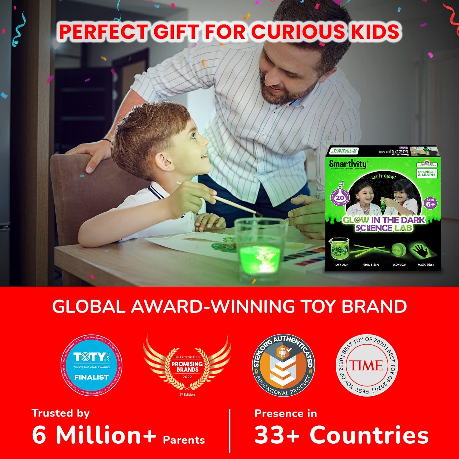 Smartivity Glow In The Dark DIY STEM Kit | 20 Glowsome Experiments Curious Minds