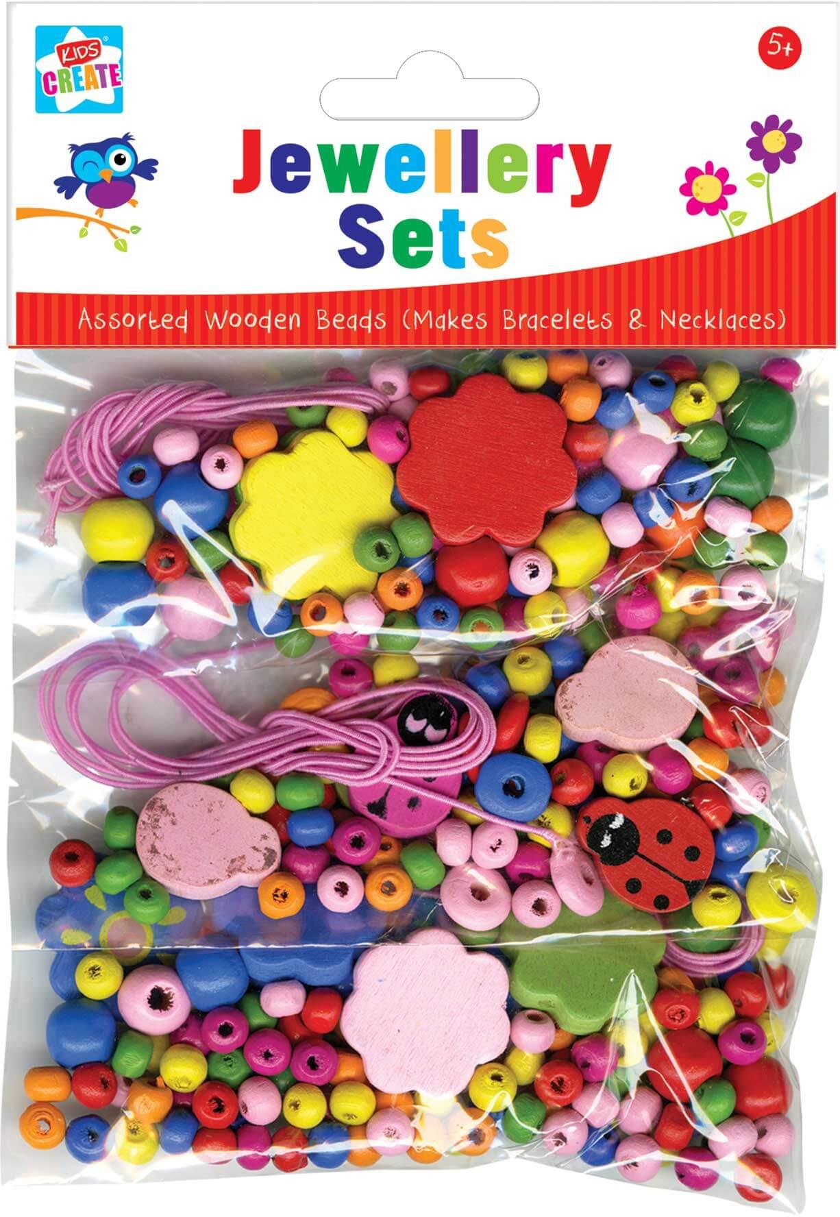 Children's Make Your Own Wooden Bead Jewellery Set with Elastic Curious Minds