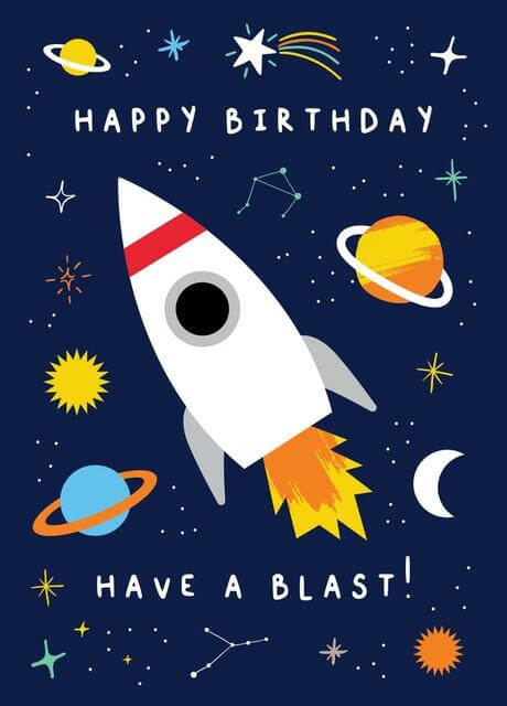 Curious Minds Rocket Have a Blast! Birthday Card Curious Minds