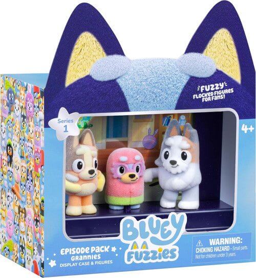 Bluey Fuzzies Episode Pack Grannies 3 Figures and Case Bluey