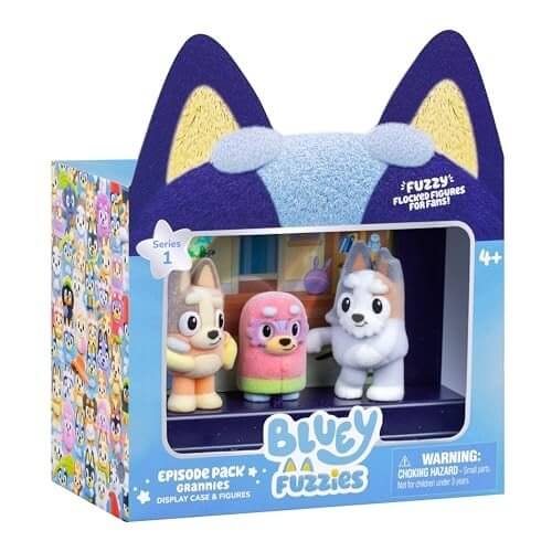 Bluey Fuzzies Episode Pack Grannies 3 Figures and Case Bluey