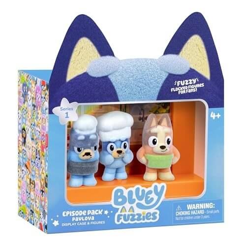 Bluey Fuzzies Episode Pack Pavlova with 3 Figures and Case Bluey