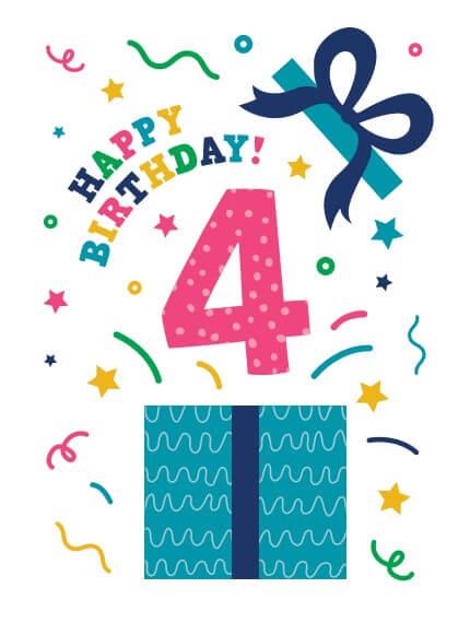 Happy Birthday Card - Age 4 (105 x 148 mm) Curious Minds