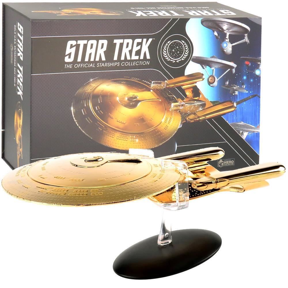 #01 Gold U.S.S. Enterprise NCC-1701-D (Galaxy class) Model Die Cast Ship XL EDITION (Eaglemoss / Star Trek) Real Merch