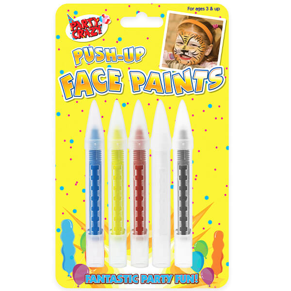 Children's Pack of 5 Push-Up Face Paint Crayons in Assorted Colours Curious Minds