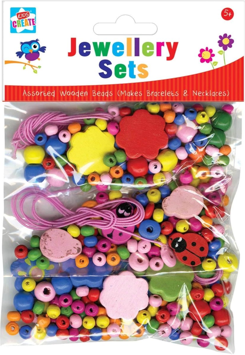 Children's Make Your Own Wooden Bead Jewellery Set with Elastic - The Imagination ShopArts & Crafts > Arts & Crafts Kits > Jewellery Making Kits