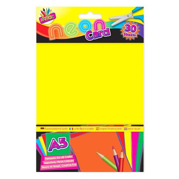 Children's Pack of 30 A5 Fluorescent Neon Craft Card Sheets - The Imagination ShopArts & Crafts > Paper & Craft Materials > Paper > Card Paper