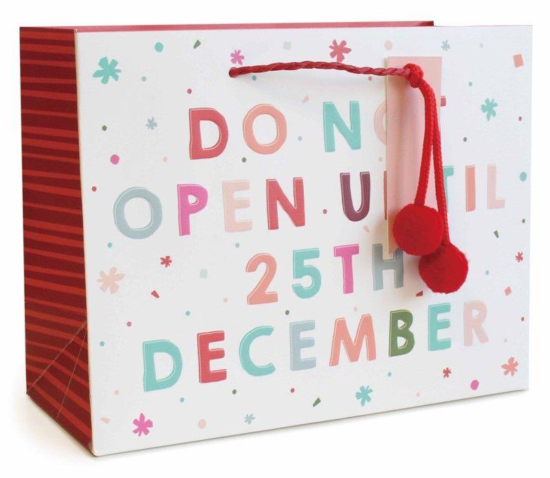 Christmas Gift Bag Medium Shopper - Do Not Open (W230 x H180 x D102 mm) Curious Minds