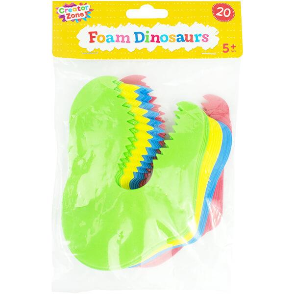 Children's Pack of 20 Foam Dinosaurs Shapes in Assorted Colours Curious Minds