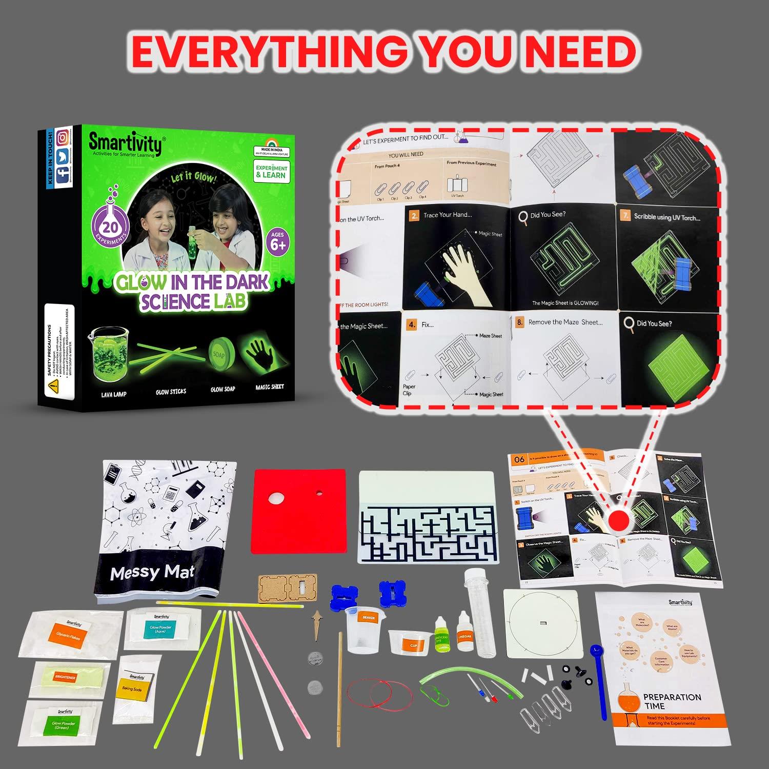 Smartivity Glow In The Dark DIY STEM Kit | 20 Glowsome Experiments Curious Minds