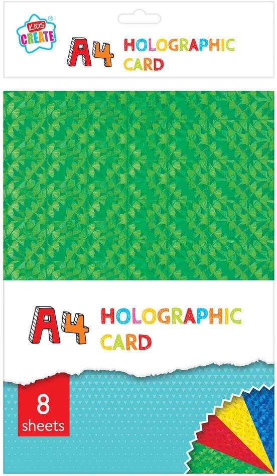 Children's Pack of 8 Colourful A4 Holographic Craft Card Sheets Curious Minds
