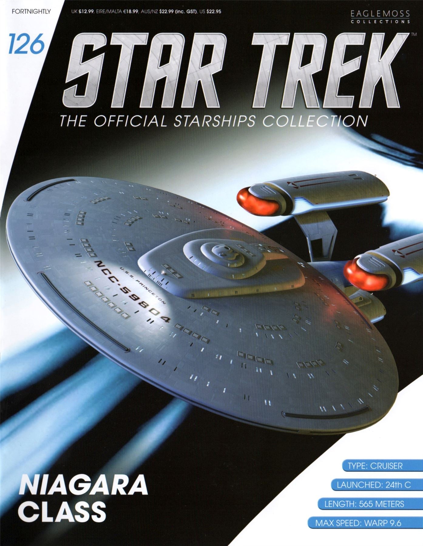 #126 Niagara-Class (U.S.S. Princeton NCC-59804) Model Die Cast Ship (Eaglemoss / Star Trek) Real Merch