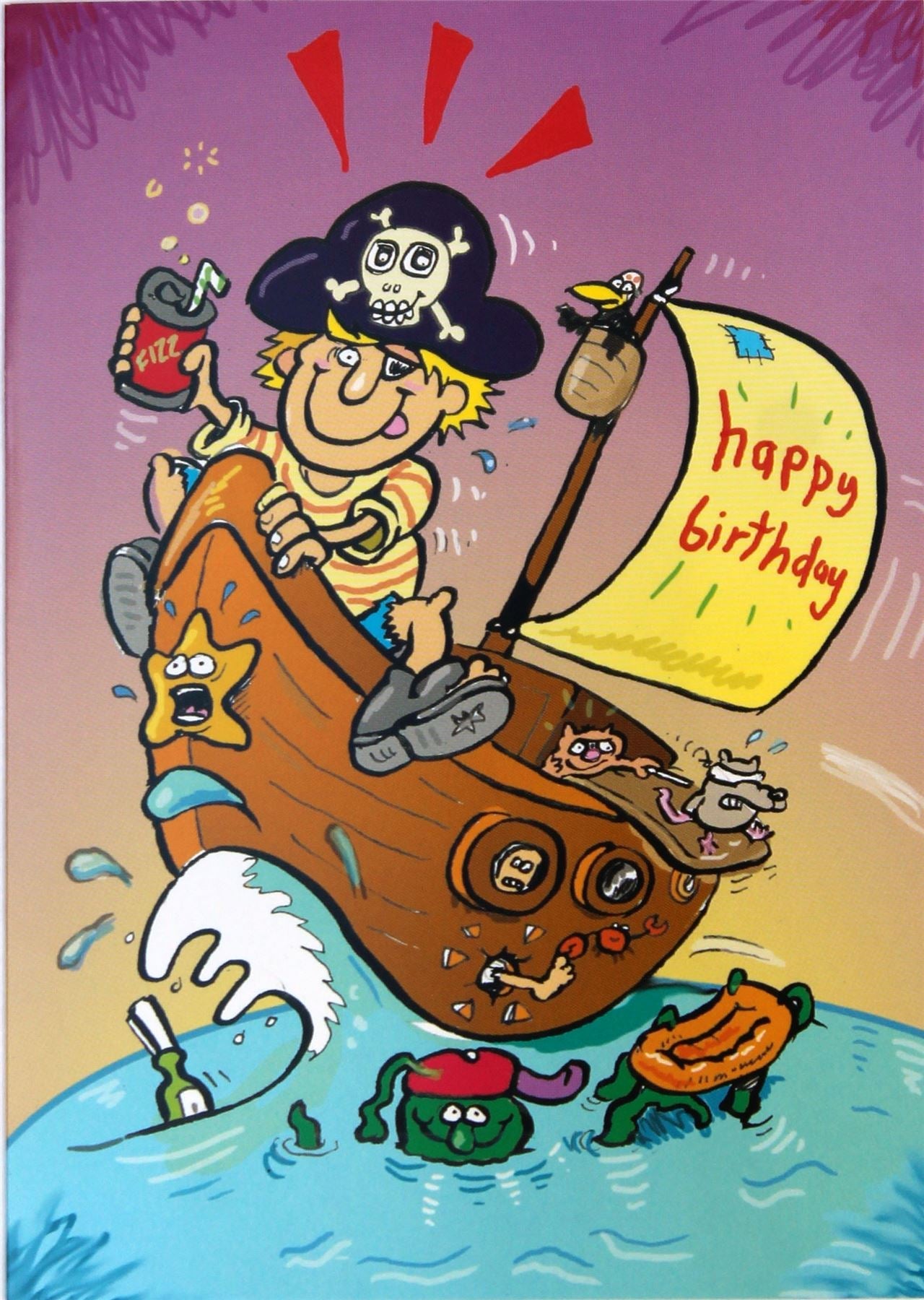 Pirate & His SHip Ahoy! Birthday Card Curious Minds