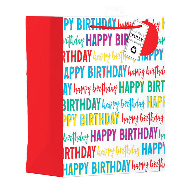 Large Gift Bag with Happy Birthday Design (W265 x H330 x D140 mm) Curious Minds