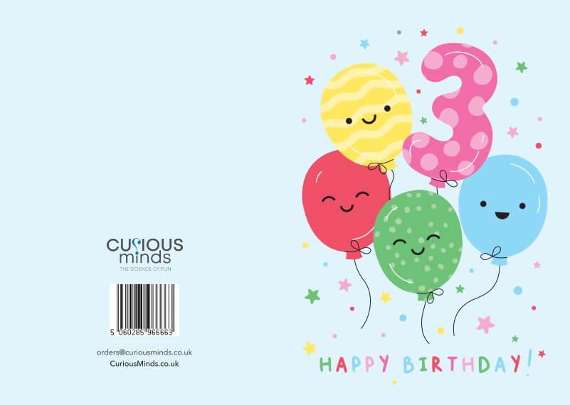 Happy Birthday Card - Age 3 (105 x 148 mm) Curious Minds