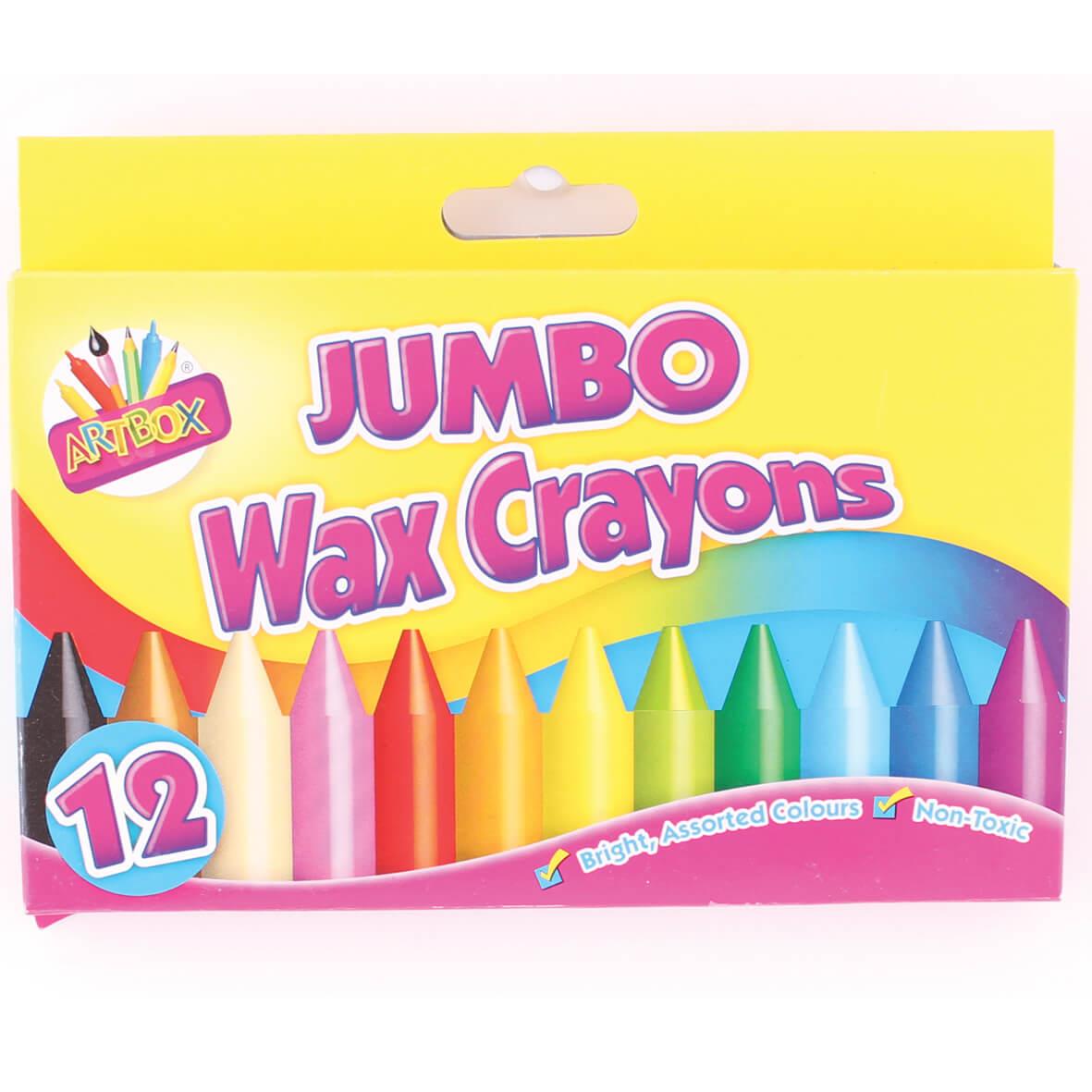 Pack of 12 Children's Non-Toxic Jumbo Wax Crayons in Assorted Colours Curious Minds