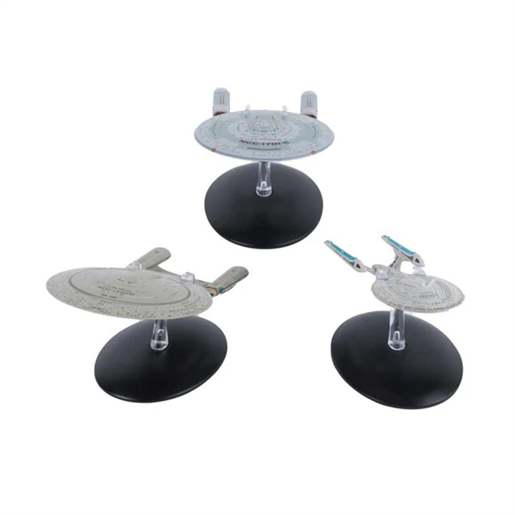 U.S.S. Enterprise Set of 3 - 1701-C, 1701-D, 1701-E Diecast Model Ships (Eaglemoss / Star Trek) Real Merch