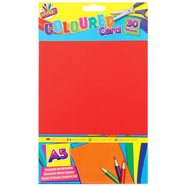 Children's Pack of 30 A5 Assorted Colour Craft Card Sheets Curious Minds