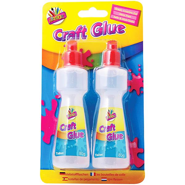 Children's Pack of 2 Non-Toxic 80g Craft Glue Bottles with Applicators Curious Minds
