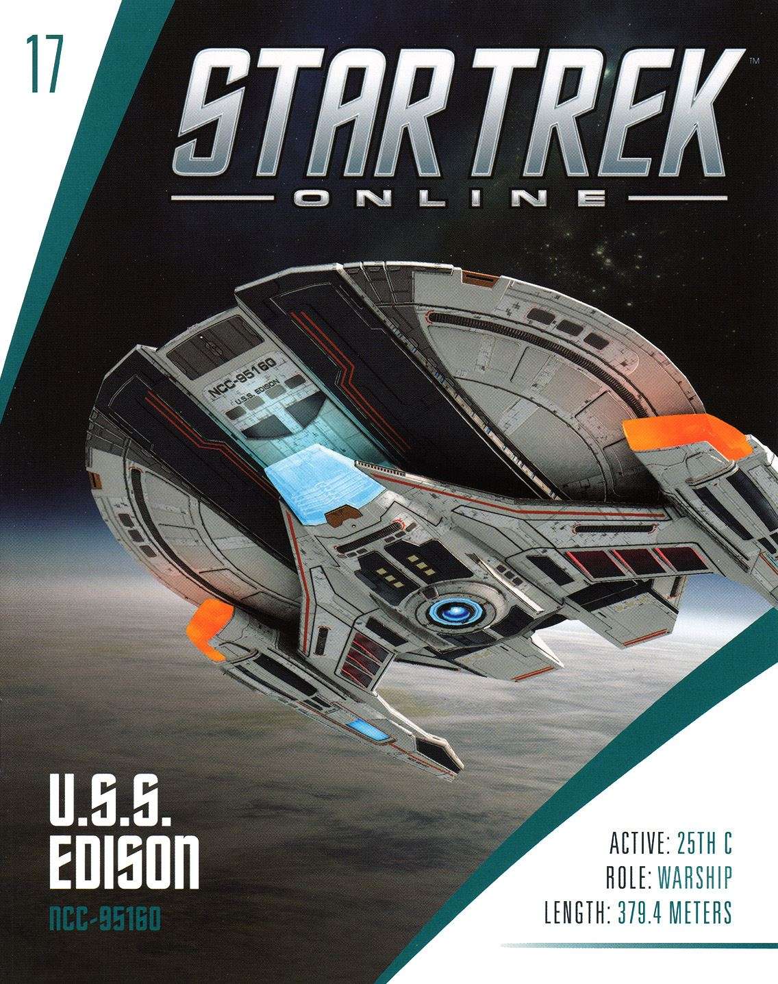 #17 U.S.S. Edison NCC-95160 Federation Temporal Warship Model Diecast Ship STO (Eaglemoss / Star Trek) Real Merch