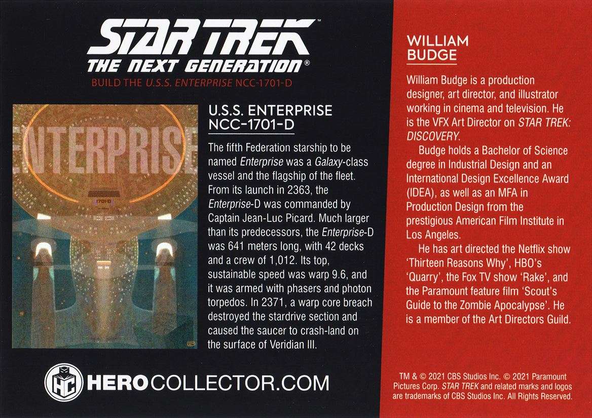 ✨ RARE PRINT: Enterprise-D Print by William Budge (Eaglemoss/Hero Collector) SPECIAL ISSUE #1 Real Merch