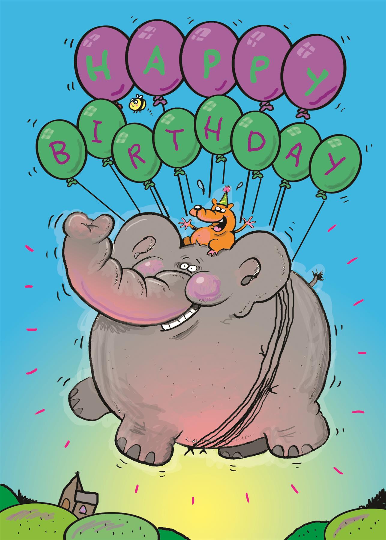 Floating Balloon Elephant Children's Birthday Card (105 x 148 mm) Curious Minds