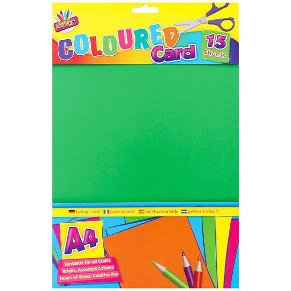 Children's Pack of 15 A4 Assorted Colour Craft Card Sheets Curious Minds