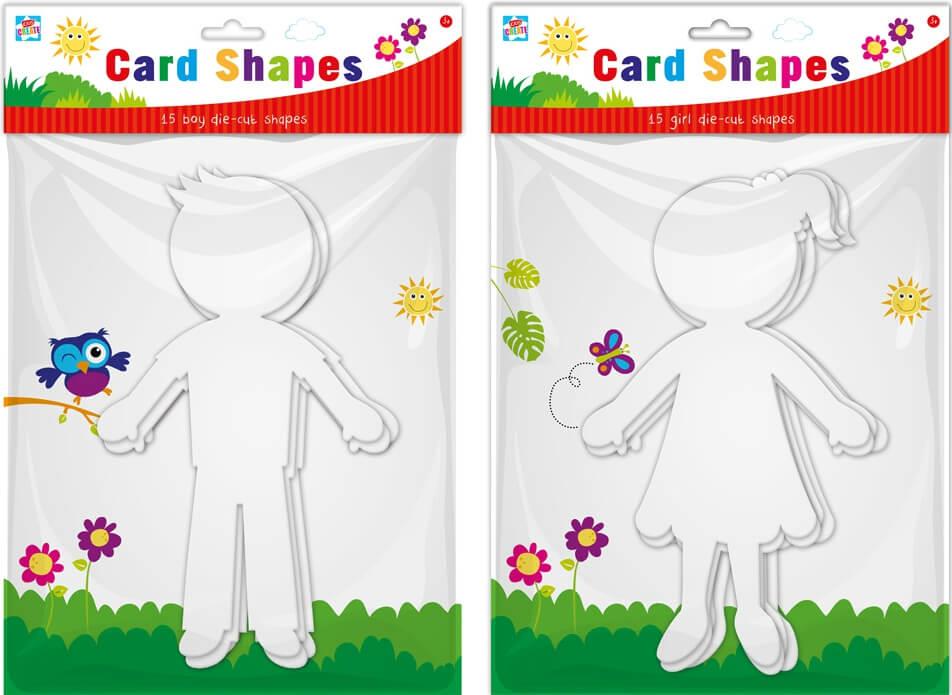 Children's Pack of 15 Boy OR Girl Die-Cut Card Shapes (single) Curious Minds