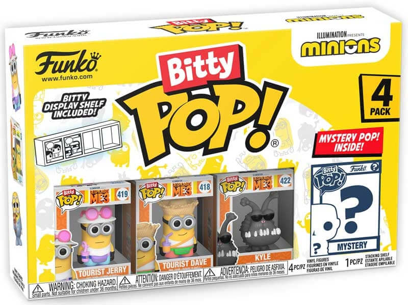 Funko Bitty Pop! Minions Young Gru Tourist Jerry 4 Pack Assorted Funko