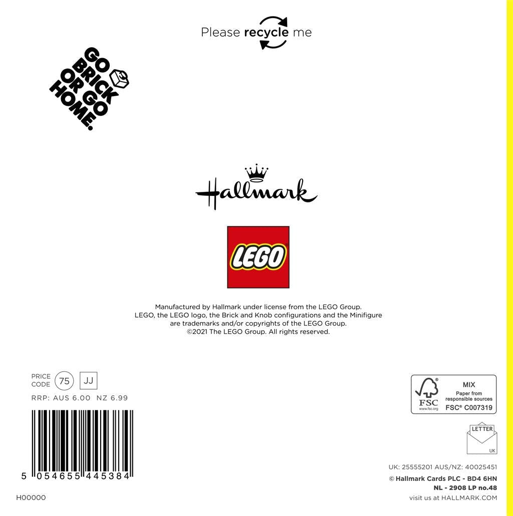 Hallmark - Birthday Card Open Lego Iconics - Brickman Yellow - The Imagination Shop